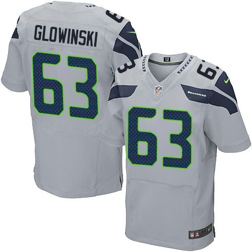 Men's Elite Mark Glowinski Nike Jersey Grey Alternate - #63 NFL Seattle Seahawks